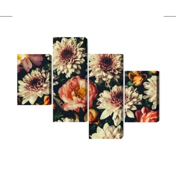 Mehrteiliges Bild Vielzahl Von Bunten 3D-Blumen