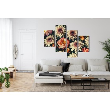 Mehrteiliges Bild Vielzahl Von Bunten 3D-Blumen