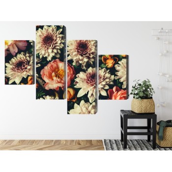 Mehrteiliges Bild Vielzahl Von Bunten 3D-Blumen