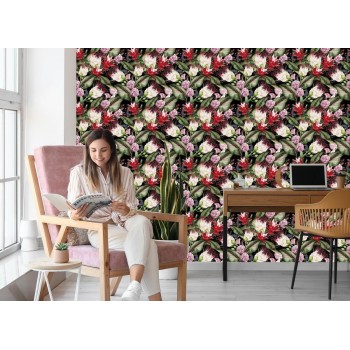 Tapete Mehrfarbige Blumen