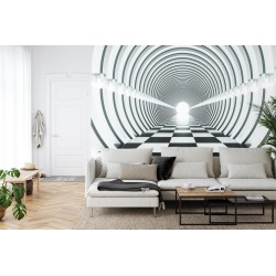 Fototapete 3D Tunnel - Schwarz Weiß