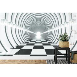 Fototapete 3D Tunnel - Schwarz Weiß