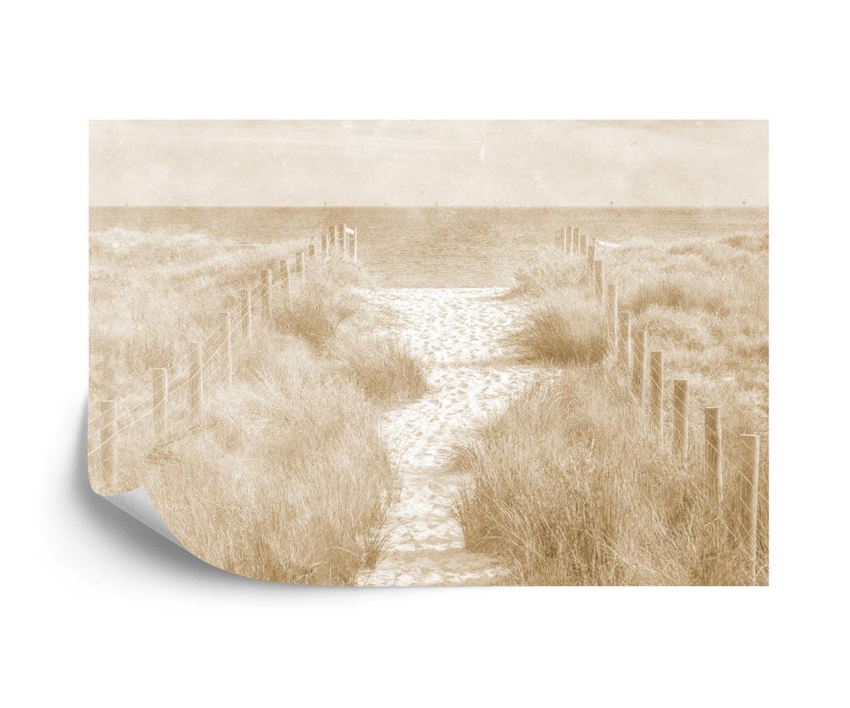 Fototapete Lassen Sie Uns Zum Beach Faded Vintage Sepia Gehen