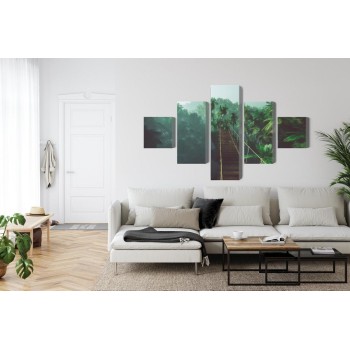 Mehrteiliges Bild Hängebrücke Im Dschungel 3D