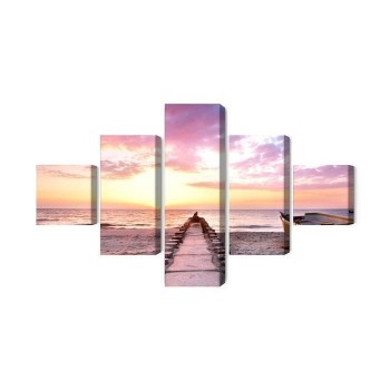 Mehrteiliges Bild Boot Am Strand 3D