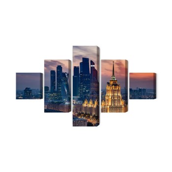 Mehrteiliges Bild Luftaufnahme Der Skyline Von Moskau