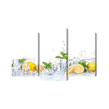 Mehrteiliges Bild Minzblätter Mit Zitronen
