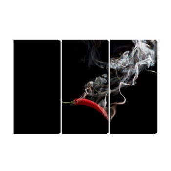 Mehrteiliges Bild Roter Chili Mit Rauch