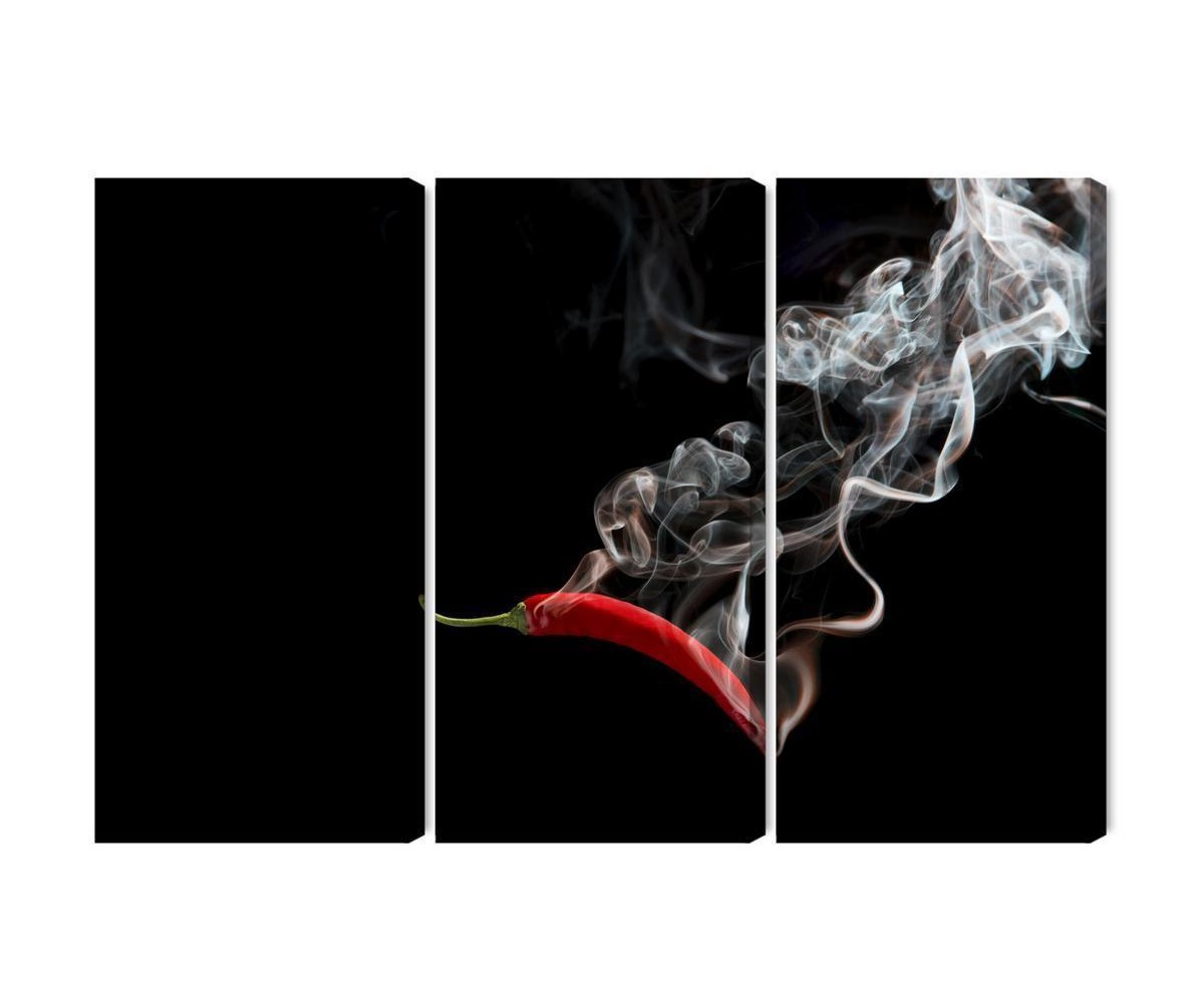 Mehrteiliges Bild Roter Chili Mit Rauch
