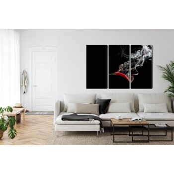 Mehrteiliges Bild Roter Chili Mit Rauch