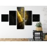 Mehrteiliges Bild Goldene Flasche Champagner