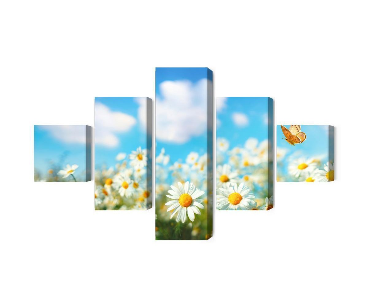 Mehrteiliges Bild 3D-Gänseblümchenfeld