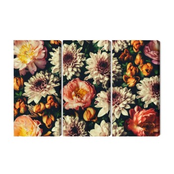 Mehrteiliges Bild Vielzahl Von Bunten 3D-Blumen