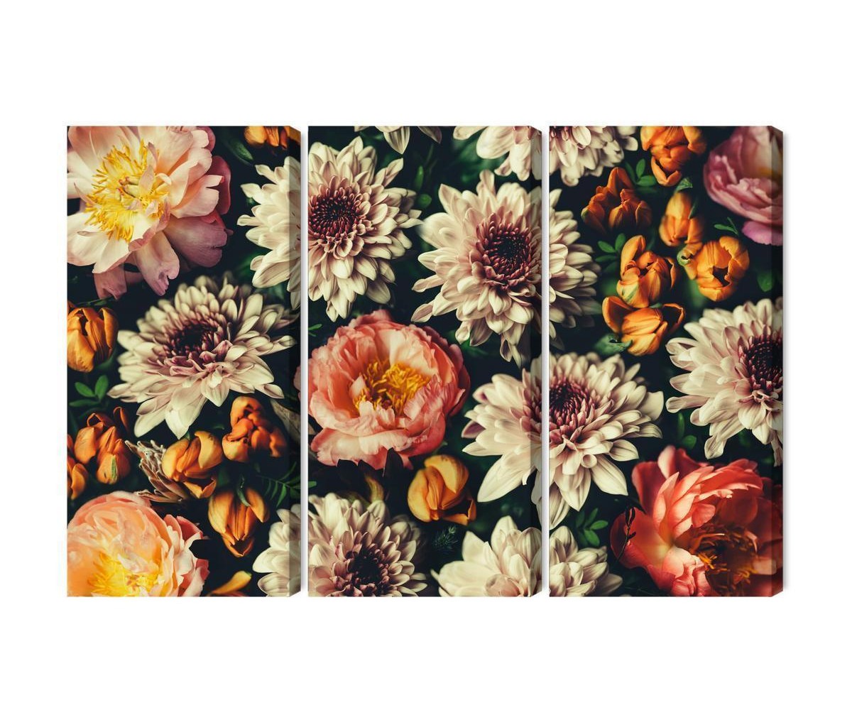 Mehrteiliges Bild Vielzahl Von Bunten 3D-Blumen