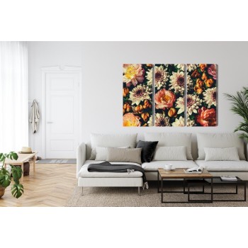 Mehrteiliges Bild Vielzahl Von Bunten 3D-Blumen