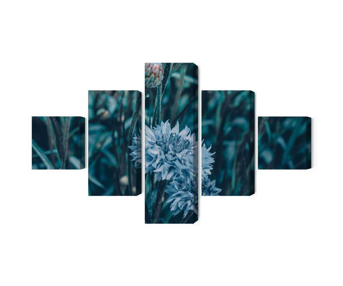 Mehrteiliges Bild Kornblumen Auf Der Wiese 3D