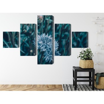 Mehrteiliges Bild Kornblumen Auf Der Wiese 3D