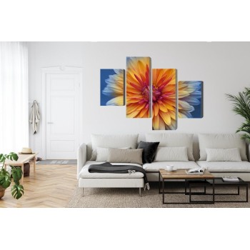 Mehrteiliges Bild Chrysanthemenblume Hautnah 3D