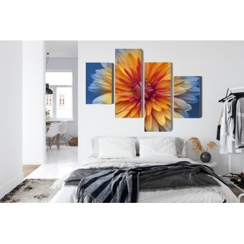 Mehrteiliges Bild Chrysanthemenblume Hautnah 3D