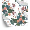 Tapete Fliegende Kraniche Und Blumen
