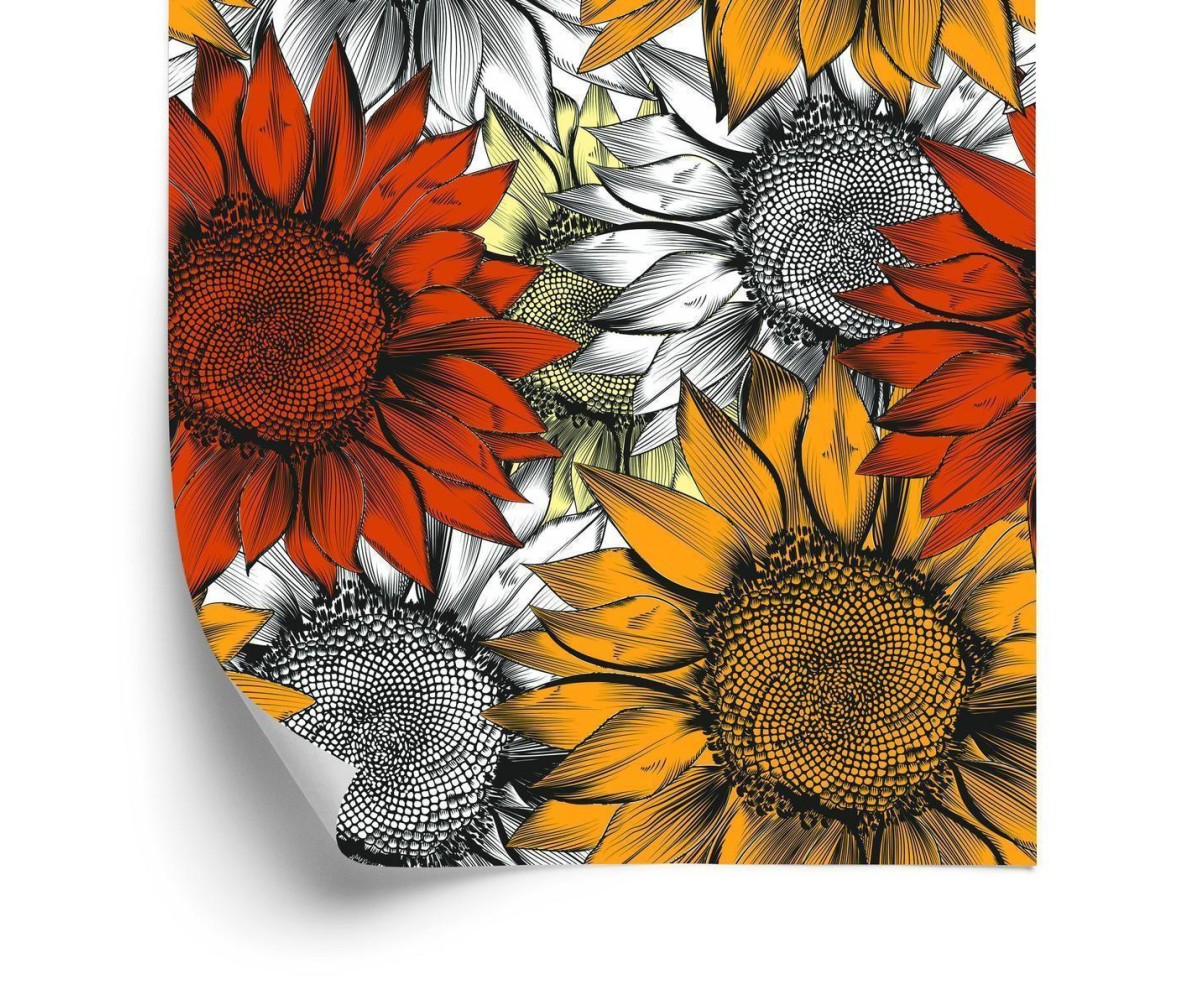 Tapete Bunte Sonnenblumen