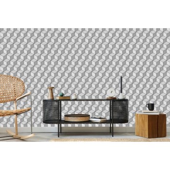 Tapete Geometrisch-Schwarz-Weiße Kuben