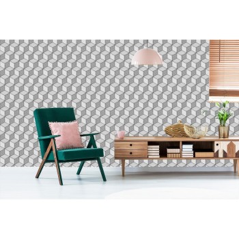 Tapete Geometrisch-Schwarz-Weiße Kuben