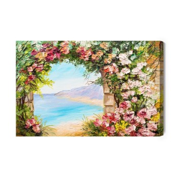 Leinwandbild Blumen Und Meer