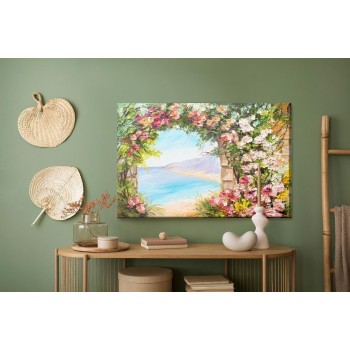 Leinwandbild Blumen Und Meer