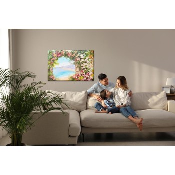 Leinwandbild Blumen Und Meer