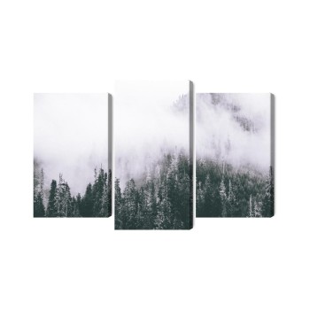 Mehrteiliges Bild Ein Nebelverhangener Wald