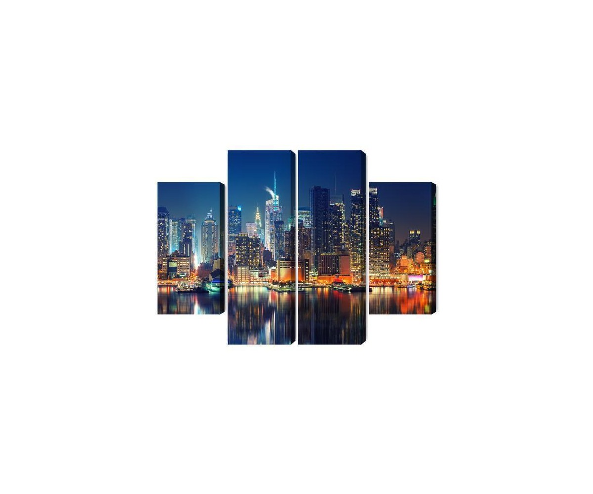 Mehrteiliges Bild Panoramablick Auf Manhattan Bei Nacht