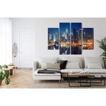 Mehrteiliges Bild Panoramablick Auf Manhattan Bei Nacht