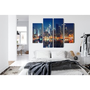 Mehrteiliges Bild Panoramablick Auf Manhattan Bei Nacht