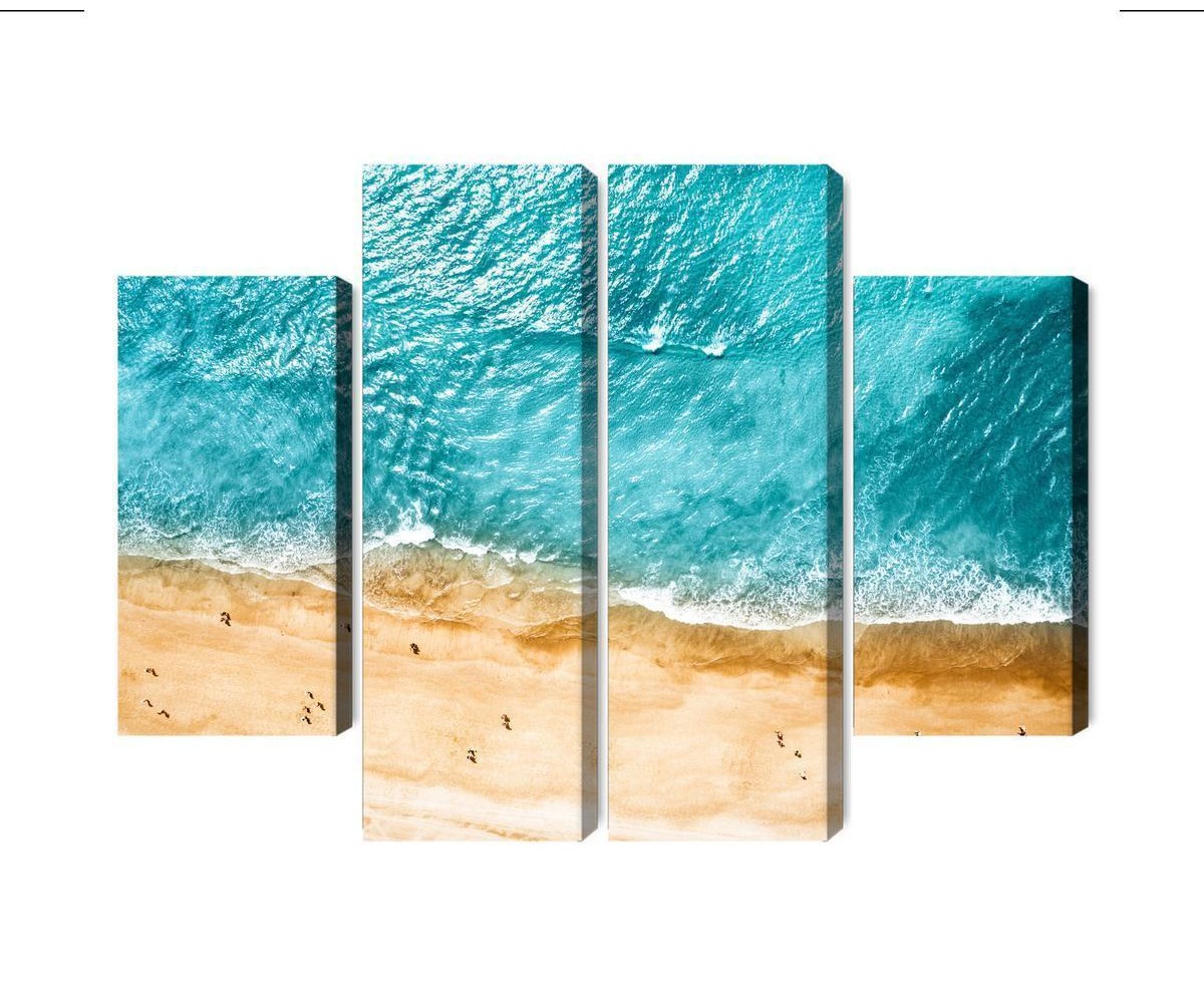 Mehrteiliges Bild Luftaufnahme Des Ozeans Und Des Strandes