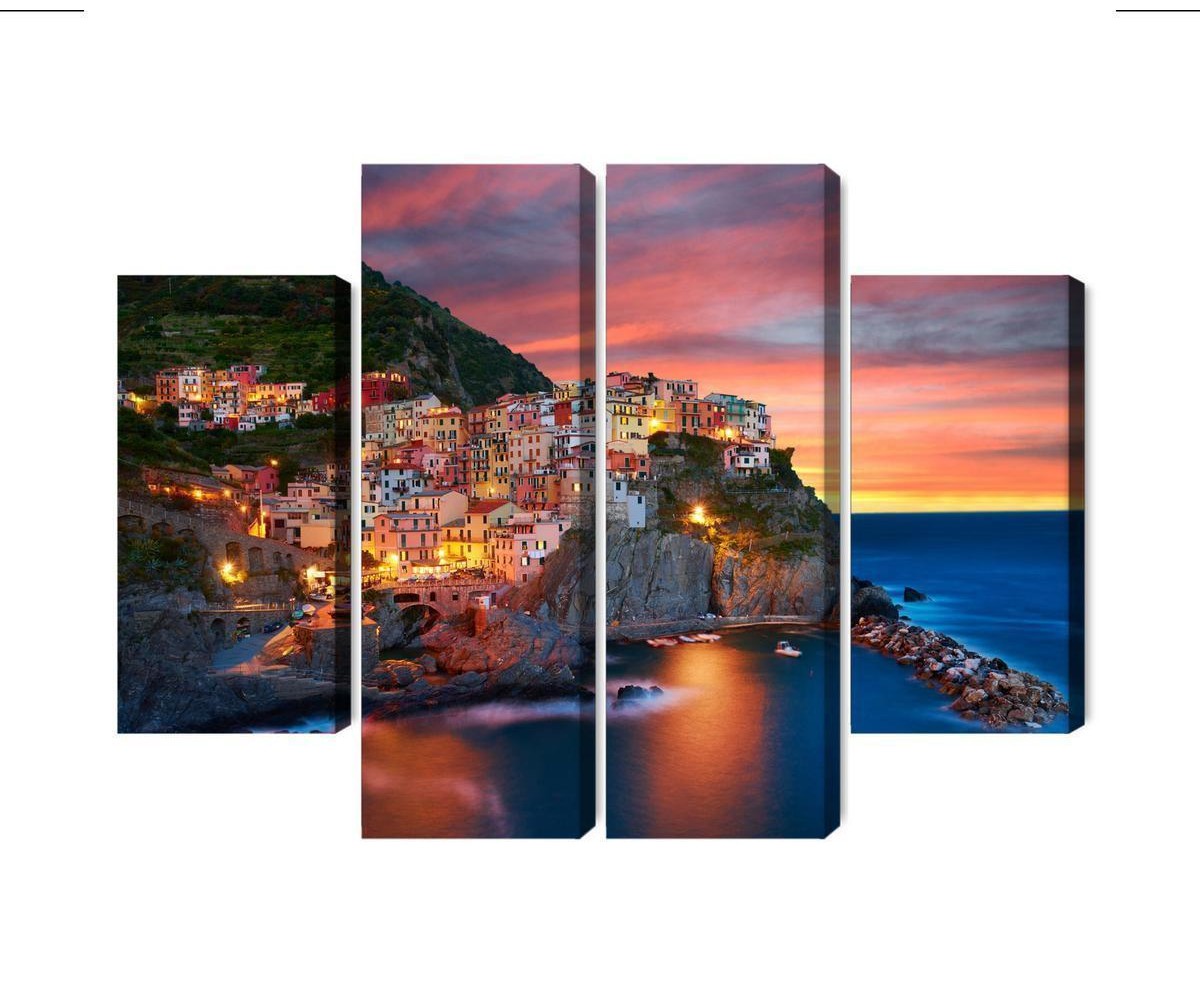 Mehrteiliges Bild Stadt Manarola In Italien