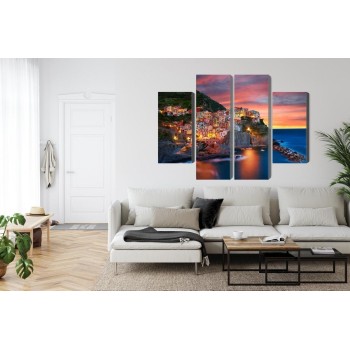Mehrteiliges Bild Stadt Manarola In Italien