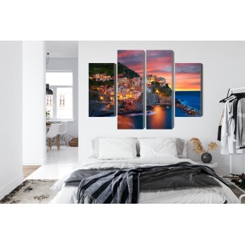 Mehrteiliges Bild Stadt Manarola In Italien