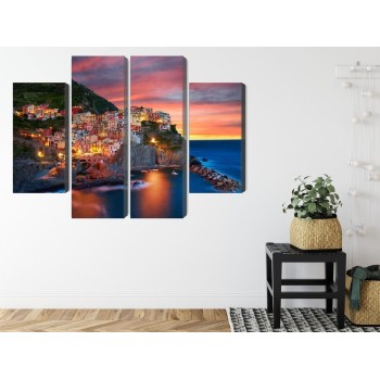 Mehrteiliges Bild Stadt Manarola In Italien