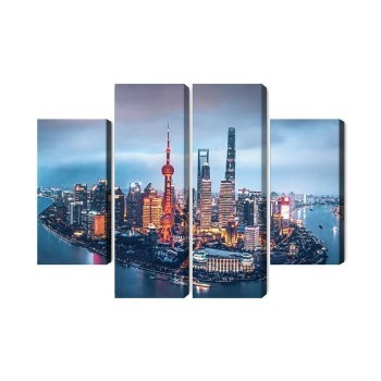 Mehrteiliges Bild Shanghai-Panorama Bei Nacht