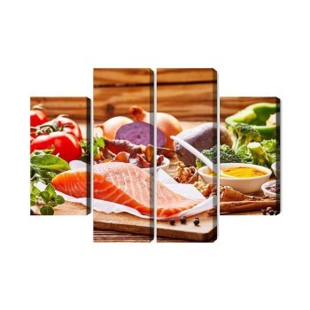 Mehrteiliges Bild Lachs Unter Gemüse