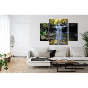 Mehrteiliges Bild Ein Wasserfall Im Busch