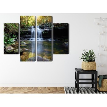 Mehrteiliges Bild Ein Wasserfall Im Busch