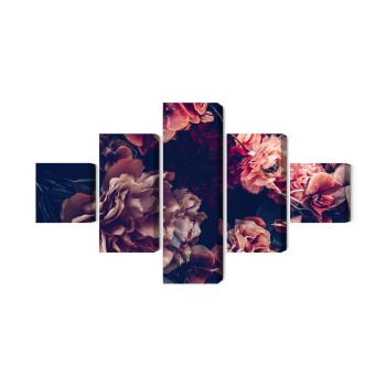 Mehrteiliges Bild Bunte Blumen Im Retro-3D-Stil