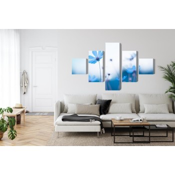 Mehrteiliges Bild Zarte Blaue Blüten