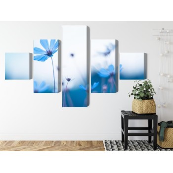 Mehrteiliges Bild Zarte Blaue Blüten