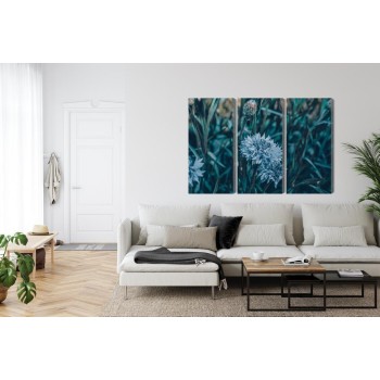 Mehrteiliges Bild Kornblumen Auf Der Wiese 3D