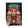 Poster Red Tribal Fox Portrait. Vintage Hand Drawn For T-Shirt  Poster  Clothes.