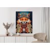 Poster Red Tribal Fox Portrait. Vintage Hand Drawn For T-Shirt  Poster  Clothes.