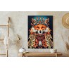 Poster Red Tribal Fox Portrait. Vintage Hand Drawn For T-Shirt  Poster  Clothes.